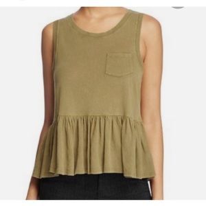 Free People green peplum tank S